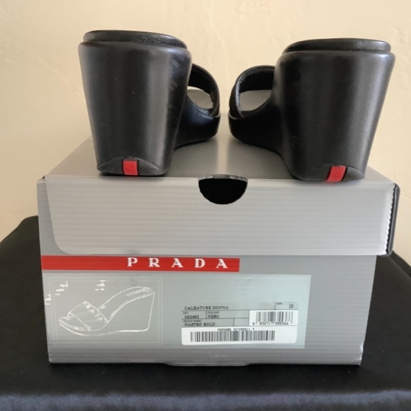 Prada Linnea Rosa Black Size 9(39) Wedge Sandal - Picture 5 of 9